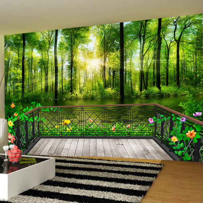 3D风景图片大全 阳光,3D风景图片大全 山水 艺舍定制壁画3d立体大自然风景环保壁纸绿色阳光森林电视沙发卧室背景