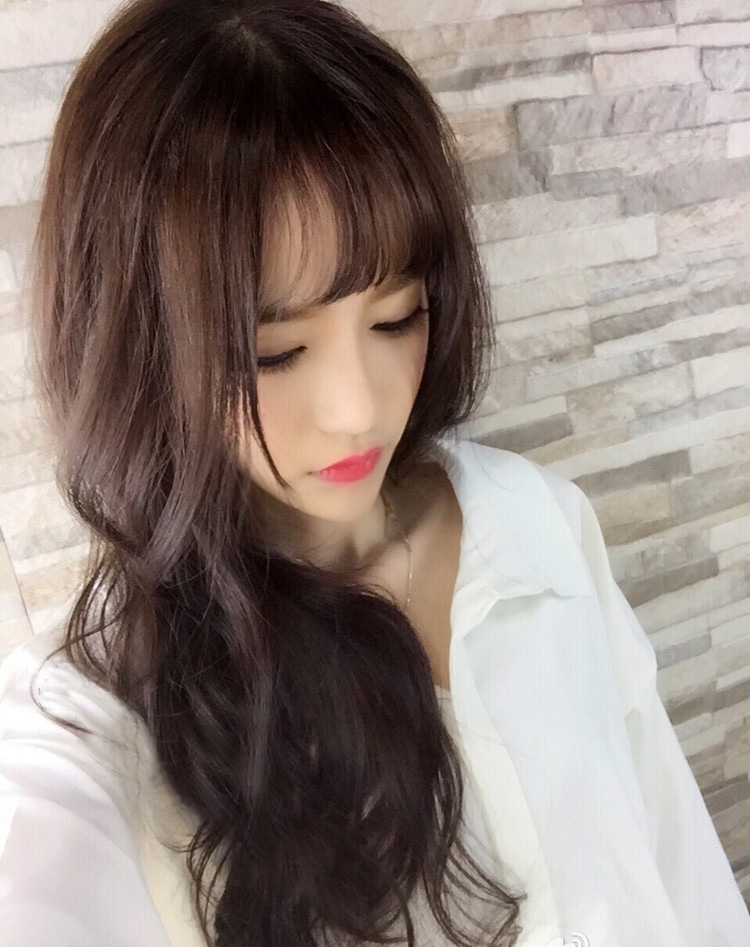 假发女长卷发微卷发空气刘海大波浪韩国整顶发套 浅棕色