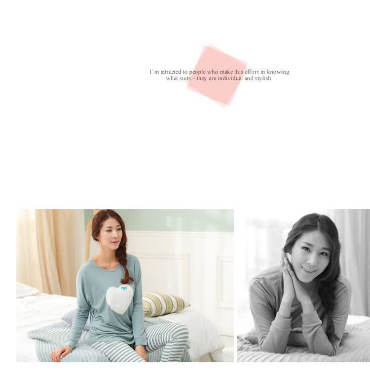 索纳茜 韩国秋<em>冬季</em>PINK<em>睡衣女装</em>纯棉长袖长裤
