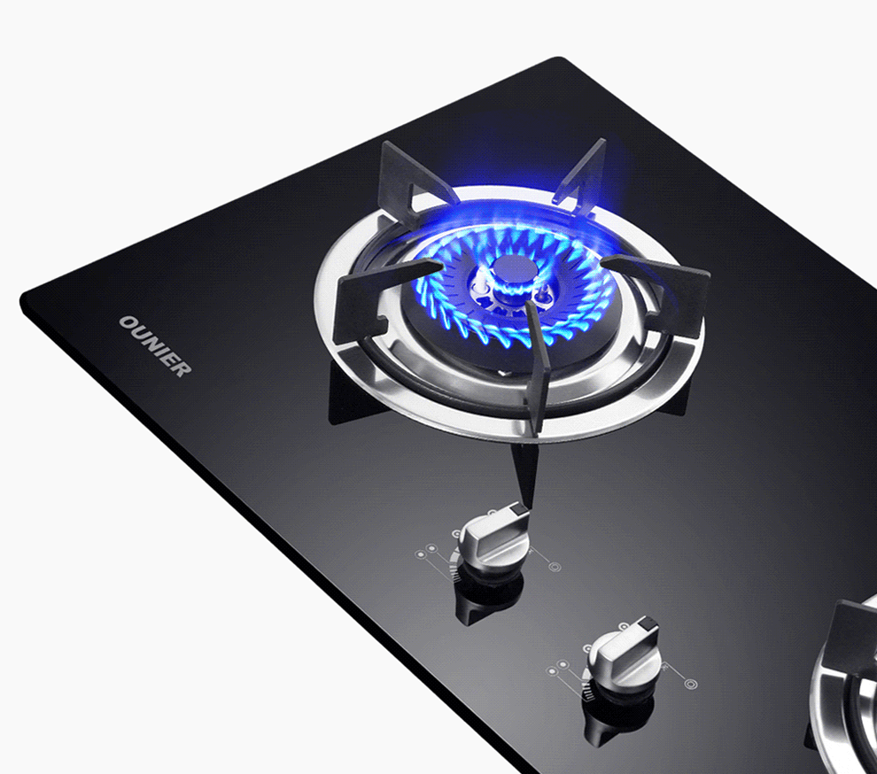 欧尼尔ounier b7 钢化玻璃燃气灶嵌入式煤气灶台嵌两用大火力双灶节能