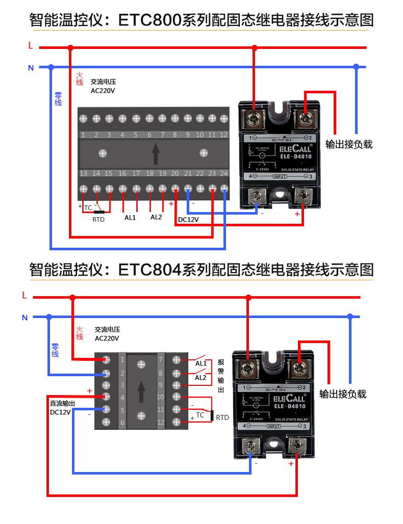 伊莱科 智能温控仪 数显温度控制器 温控开关 一路报警 etc800 4011