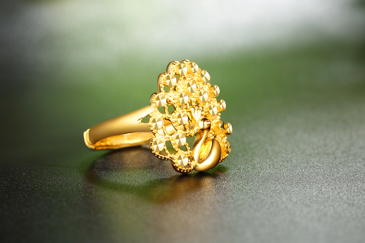 翠公主 黄金戒指 女款 凤凰足金戒指 女戒定婚戒