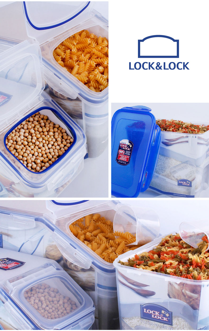 乐扣乐扣locklock米桶米箱塑料米缸杂粮厨房储物箱装米面桶收纳箱5l8