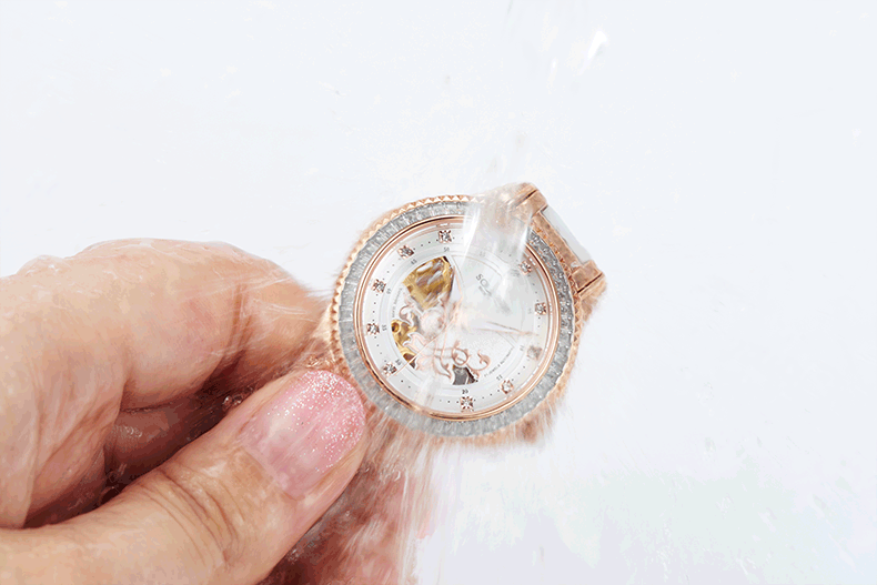 梭伦正品名表手表女士防水时尚潮流闪镶钻镂空全自动机械表陶瓷女表送