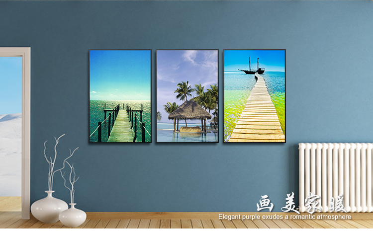 天美客厅油画地中海山水风景画三联沙发背景墙壁画 海边风光风景系列 包邮 海边风光系列三联画 40*60