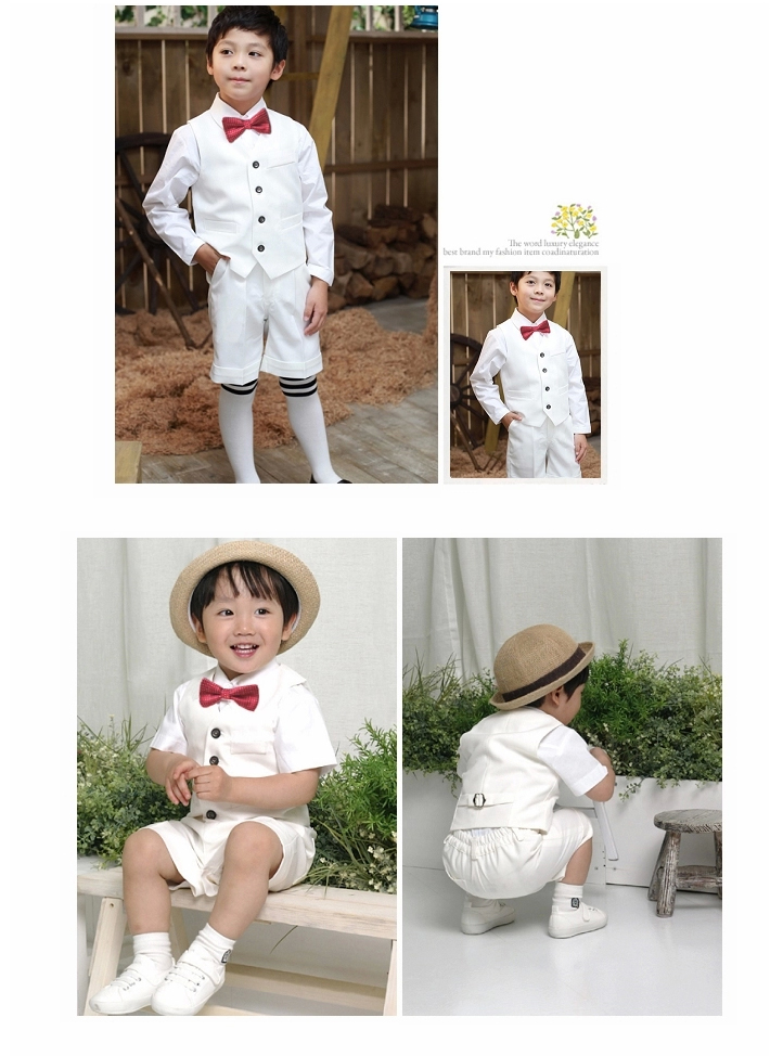 沐仝邨男童<em>高档</em>短袖西装<em>短裤</em>礼服花童装夏季礼