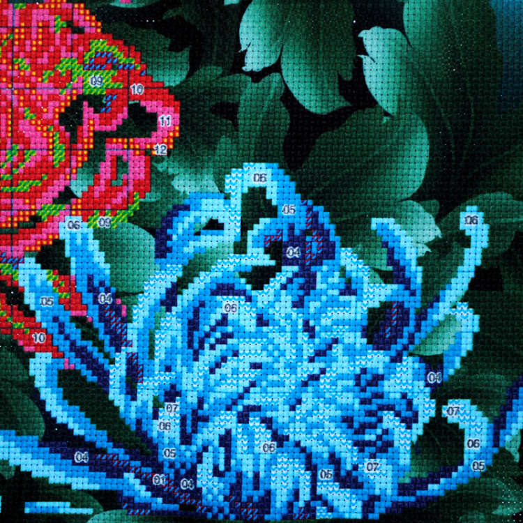 A KS精准印花十字绣抱枕一对梅兰竹菊3D十字绣抱枕十字绣枕头套一对汽车抱枕一对靠垫十字绣 AKS货号66008-66011四件套含4件枕芯 长0.46米*宽0.46米