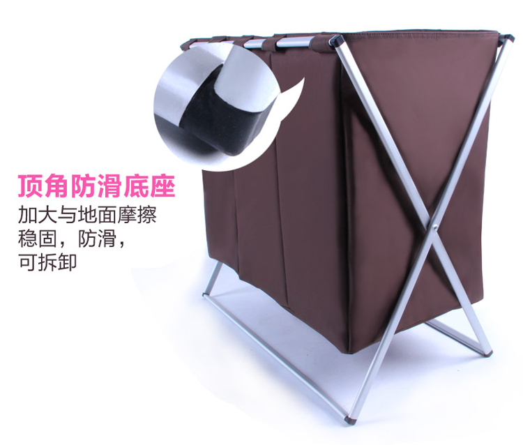 hano铝合金牛津布脏衣篮折叠脏衣篓洗衣篮三格脏衣服收纳筐收纳桶 随机