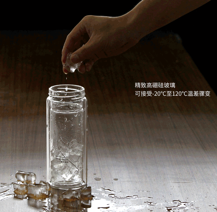 富光600ml500ml320ml大号特大号双层玻璃杯水杯耐热茶杯带盖杯子700