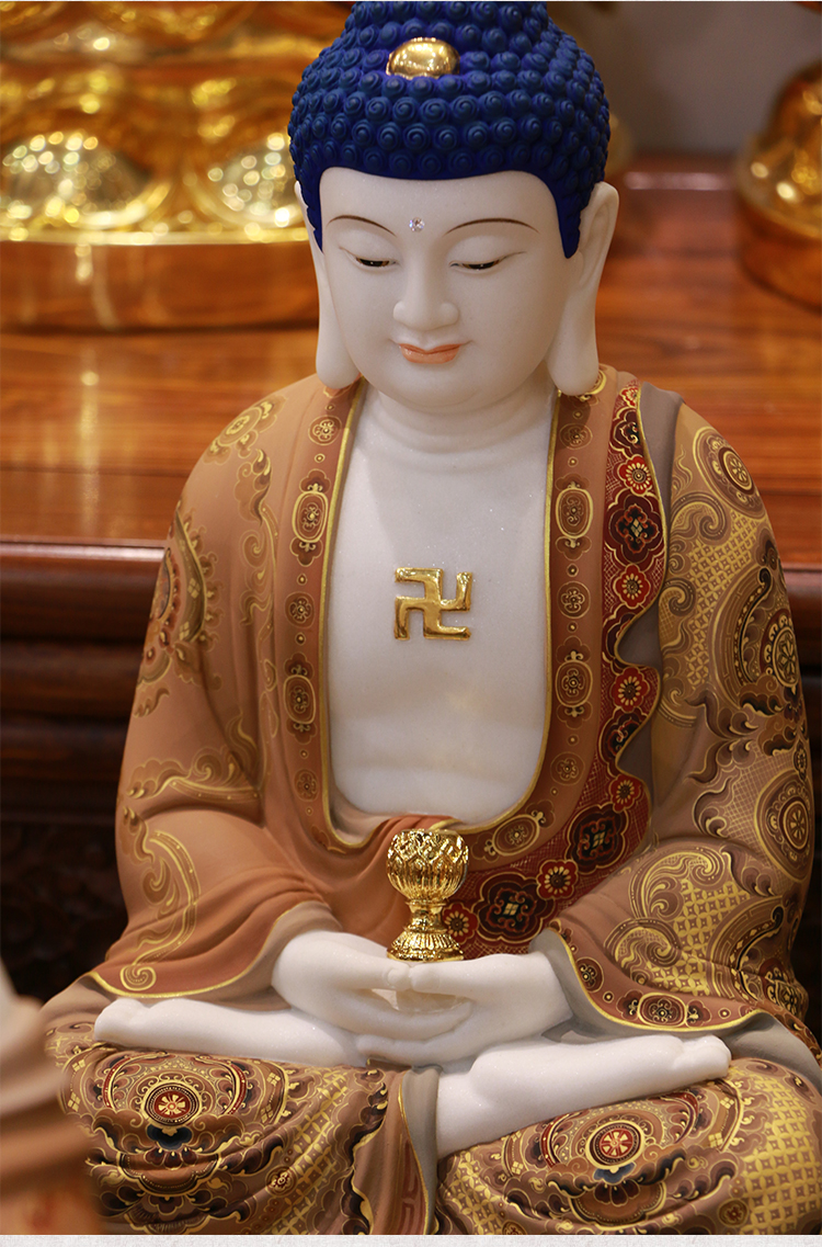 汉白玉地藏菩萨佛像摆件 全堂佛地藏菩萨像娑婆三圣地藏像 地藏王菩萨
