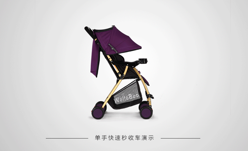 唯乐宝高景观伞车 可坐可躺冬夏两用婴儿推车宝宝车 波点蓝