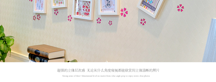 图慕 进口实木照片墙+墙贴 家装小资相框画框相片框 创意组合GT-6 白色小清新组合