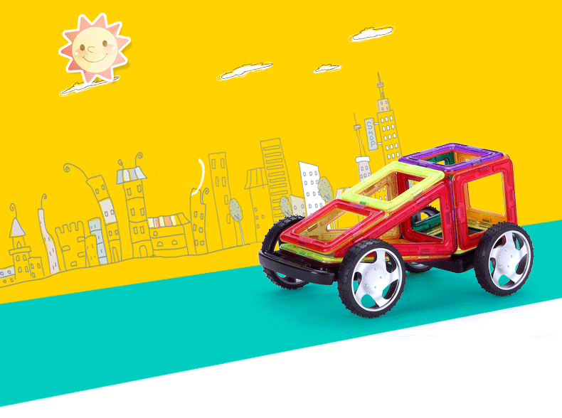 磁片积木多变提拉磁力片积木益智儿童玩具构建片磁性摩天轮288片 288