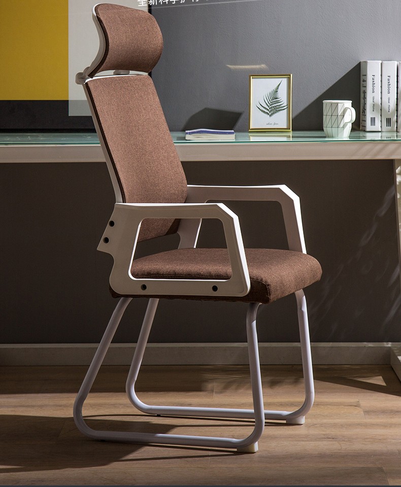 田门前 办公椅职员会议椅学生宿舍网椅麻将弓形椅子电脑椅家用靠背椅 白框黑网 钢制脚 固定扶手