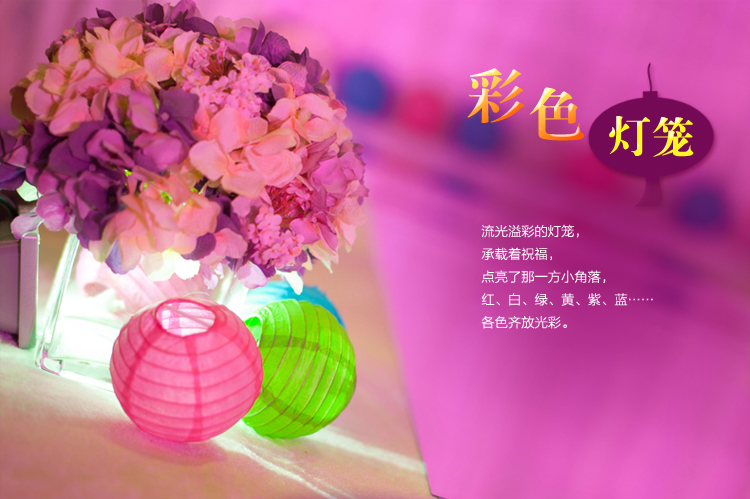 仕彩  DIY彩色纸灯笼创意彩色灯笼新年装饰婚礼节日创意手工灯笼 4寸纸灯笼 紫色