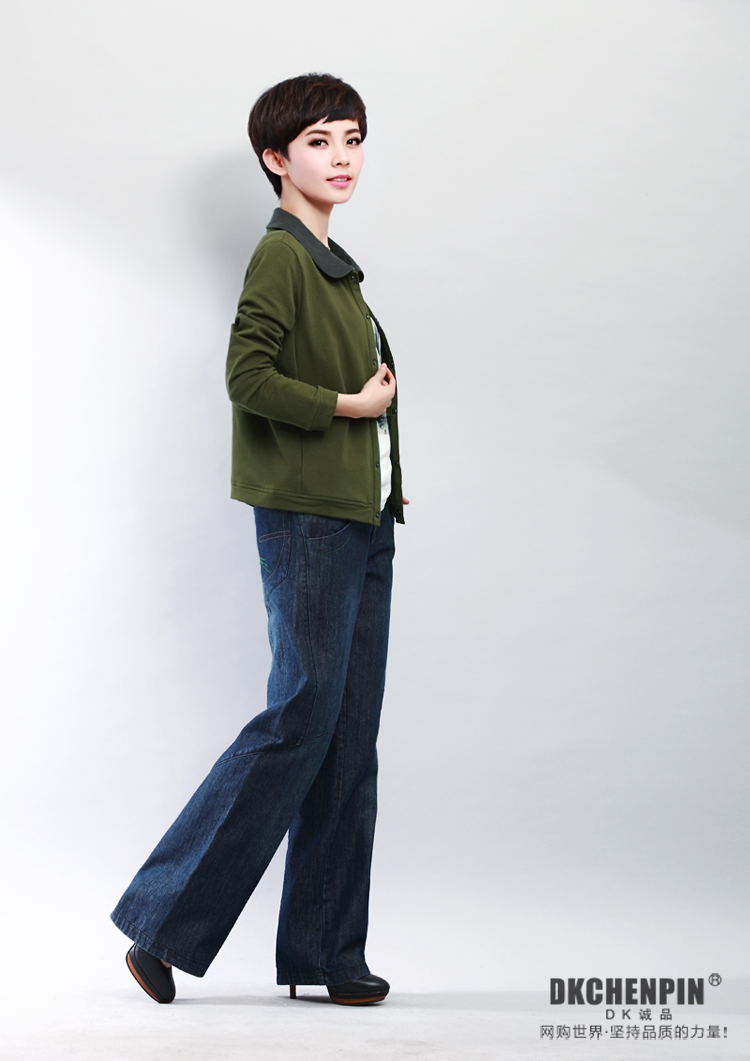 2015秋装 休闲韩版大码开衫外套女短款夹克衫新款纯色翻领短外套 玫红色 XL