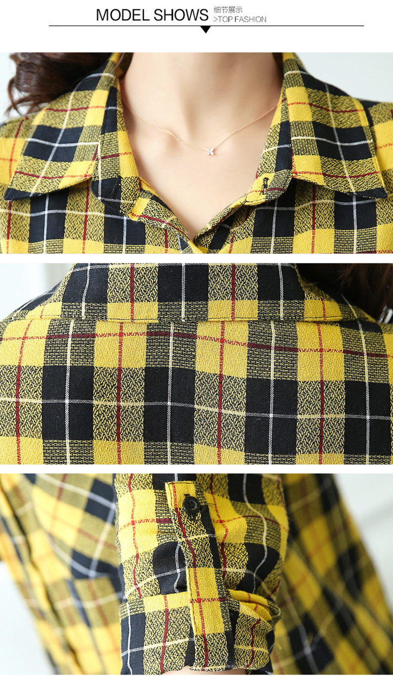 尚休闲长袖格子一排扣衬衫女 BL6619 黑白格 