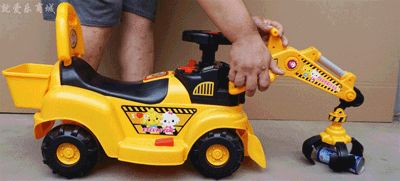 忍者风包邮大号儿童电动挖掘机挖土机工程车钩机可坐可骑玩具滑行学步