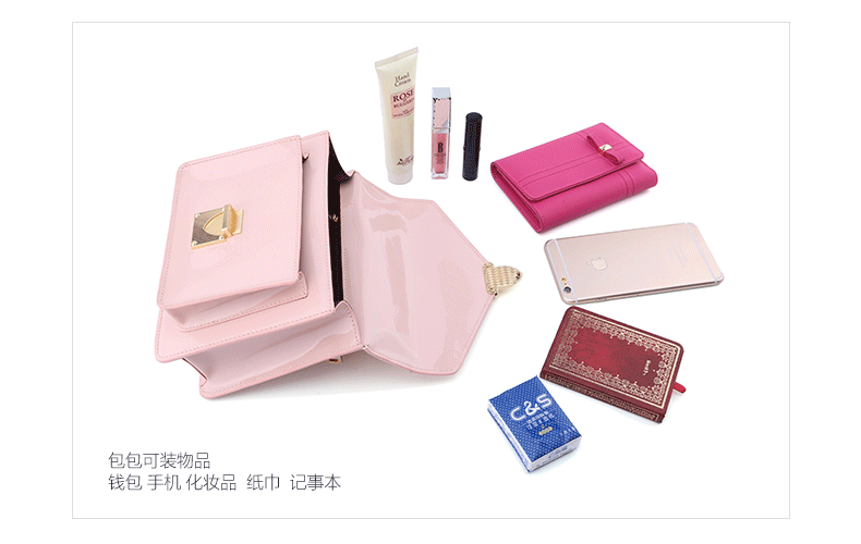 手提包女信封包 牛皮女包女士包包618632 奶茶杏粉