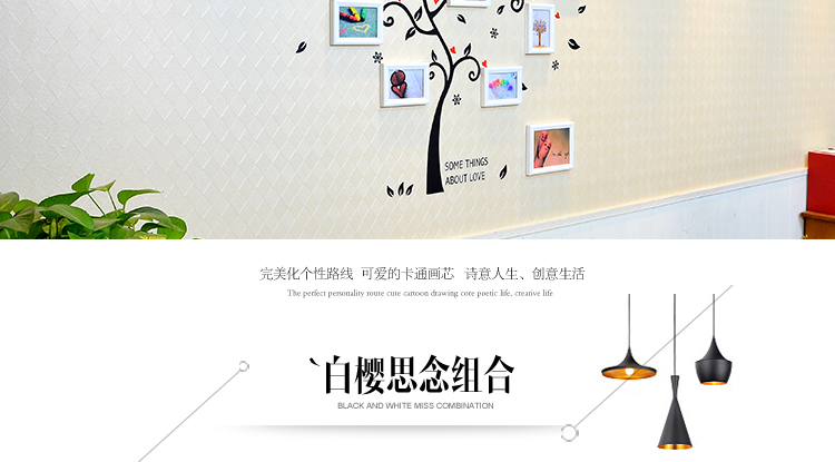 
                                        慕格 实木照片墙墙贴组合 圆边线条 相框创意 时尚组合 HD-308 原木思念组合                