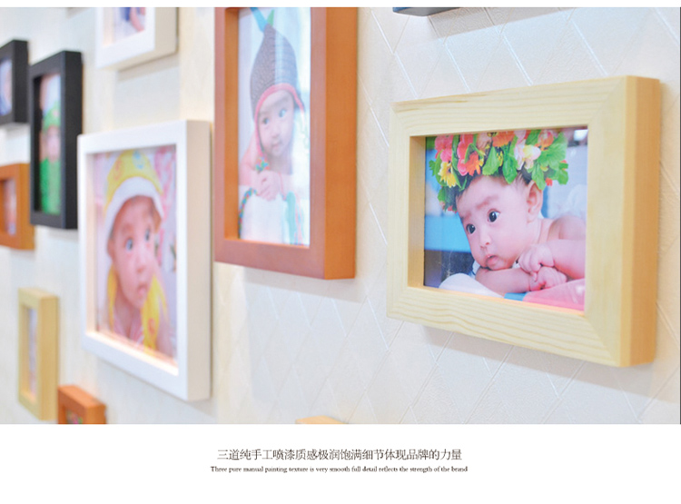 图慕 实木照片墙可爱心形 宝宝儿童房相片墙相框墙创意组合HD-017 白红(送思念画芯)