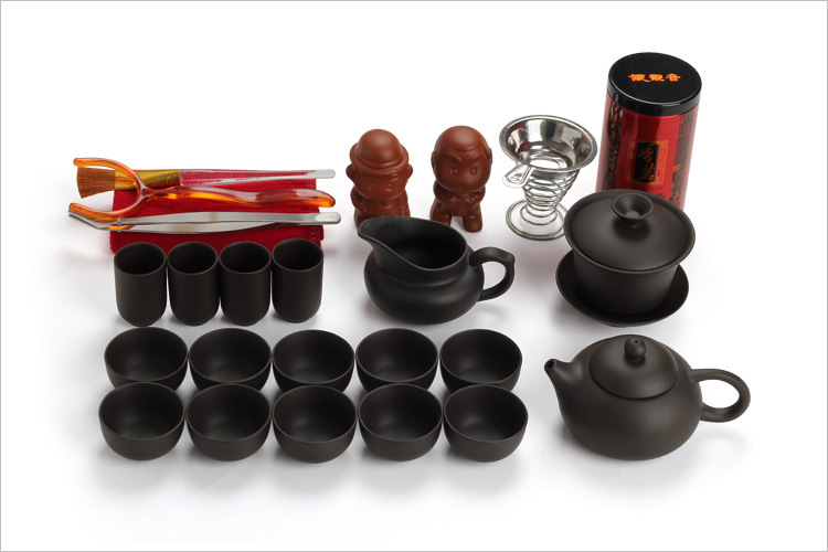 茶具套装 紫砂功夫茶具礼品套装 实木茶盘整套套装 紫砂功夫茶具礼品套装
