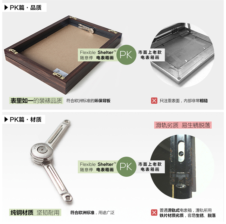 
                                        墙蛙 留言板随意停电表箱装饰画推拉式壁画遮挡配电箱电闸箱有框画墙画挂画 棕色框 外框尺寸54*39cm覆盖46*31cm                