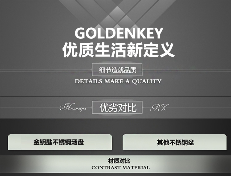 金钥匙（GOLDENKEY）餐具套装 十六件 不锈钢盘 盆 隔热碗