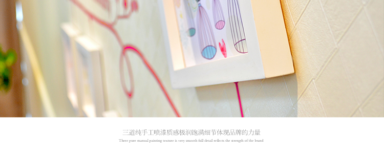 图慕 进口实木照片墙+墙贴 家装小资相框画框相片框 创意组合GT-6 白色小清新组合