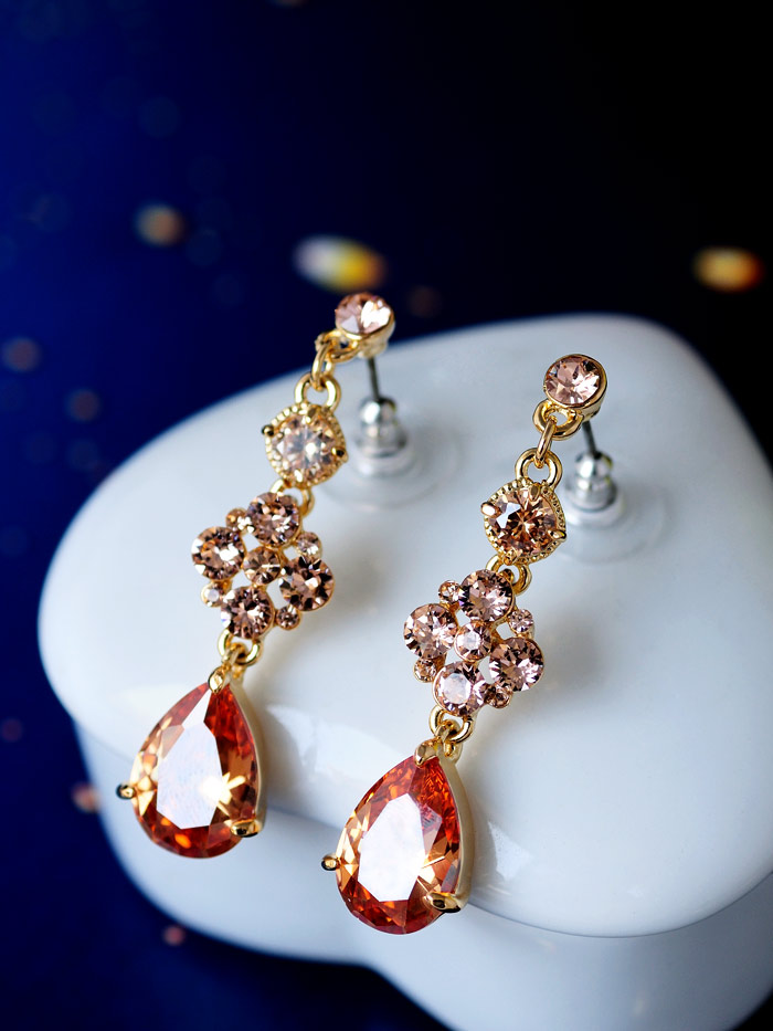 皇福缘 复古民族风流苏仿水晶耳环耳坠长款耳饰品攒珠