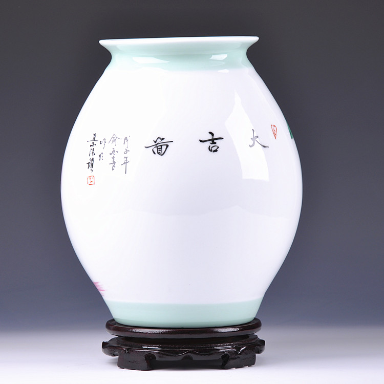 
                                                                                一米丫丫丫 家居时尚摆件 青花瓷粉彩手绘花瓶 景德镇陶瓷器 锦盒装 清风荷韵                