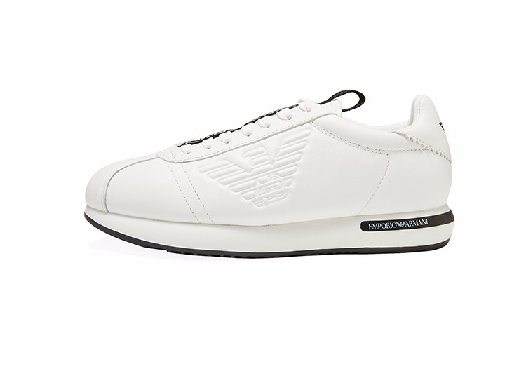 emporio armani 阿玛尼 男士拼接牛皮运动鞋 白色2 x4