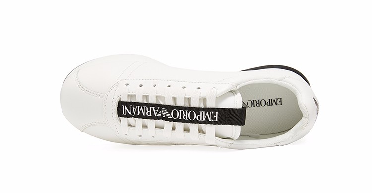 emporio armani 阿玛尼 男士拼接牛皮运动鞋 白色2 x4