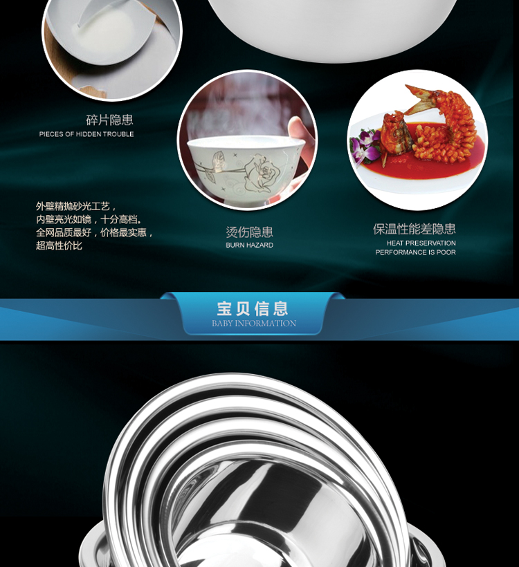 
                                                                                HUANXIPO 304不锈钢盆加深加厚汤盆洗菜盆酸菜鱼盆洗脸盆 304钢30cm单个                