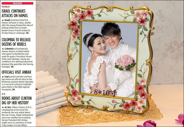 
                                        屋满居（wumaiju） 田园相框摆件相架结婚照像框欧式三色堇家居创意实用时尚礼品 6寸相框                