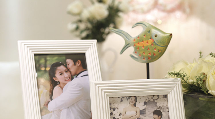 欧木格 实木相框 欧式相框摆台5寸7寸相框组合 结婚照生活照摆台 白色组合 5寸7寸组合