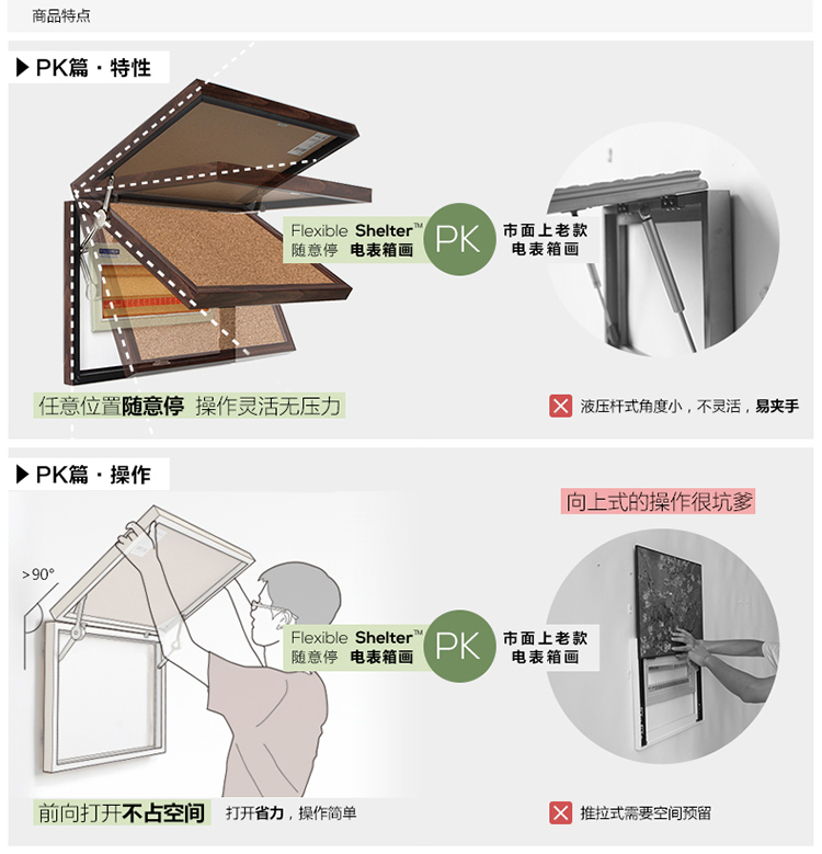 
                                        墙蛙 留言板随意停电表箱装饰画推拉式壁画遮挡配电箱电闸箱有框画墙画挂画 棕色框 外框尺寸54*39cm覆盖46*31cm                