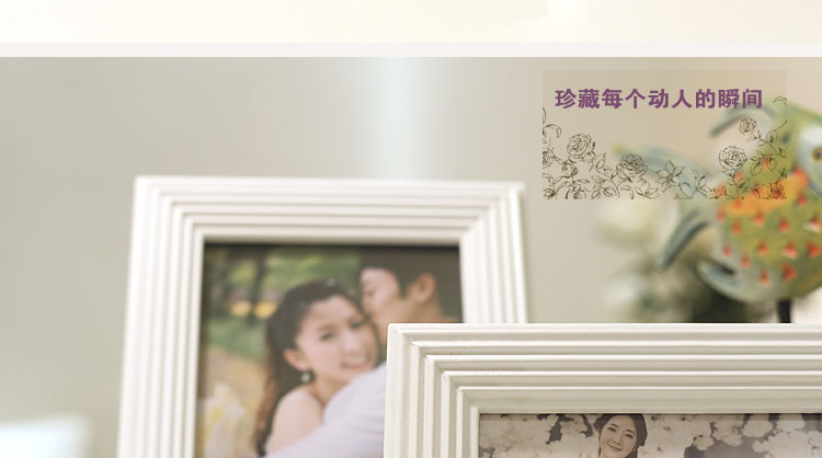 欧木格 实木相框 欧式相框摆台5寸7寸相框组合 结婚照生活照摆台 白色组合 5寸7寸组合