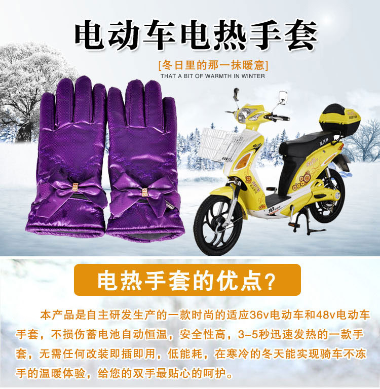
                                        沐坤 骑车手套 电热保暖手套 羽绒手套电动车自行车发热手套 电热防水手套元旦新年情人节礼物 经典黑                