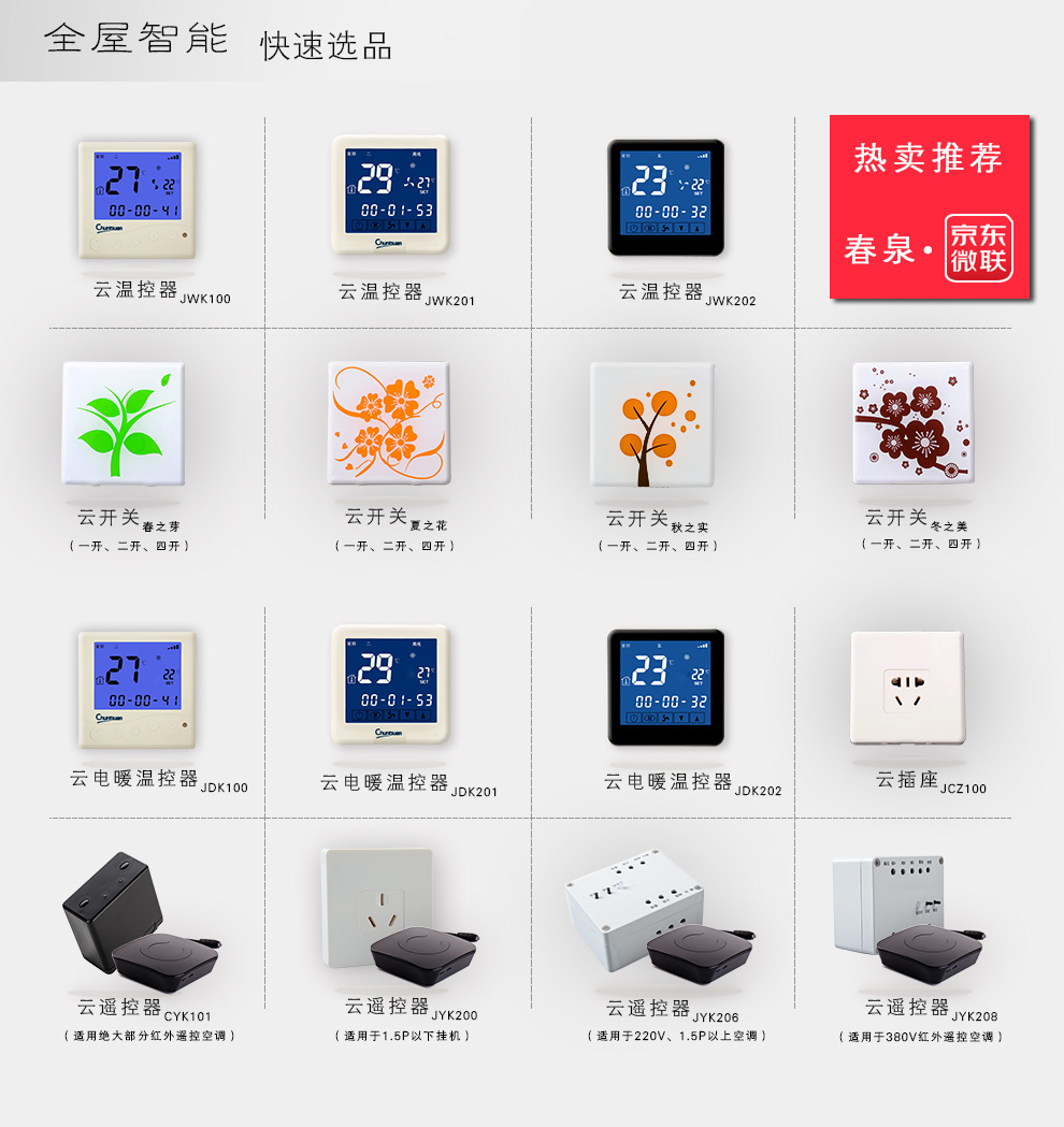 春泉智能家居中央空调云温控器水系统风机盘管