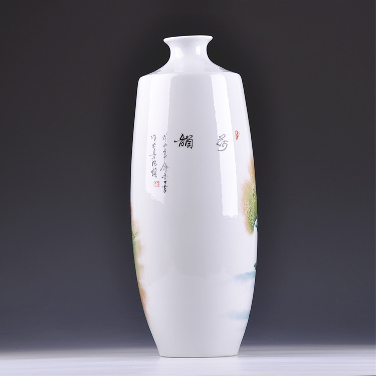 
                                                                                一米丫丫丫 家居时尚摆件 青花瓷粉彩手绘花瓶 景德镇陶瓷器 锦盒装 清风荷韵                