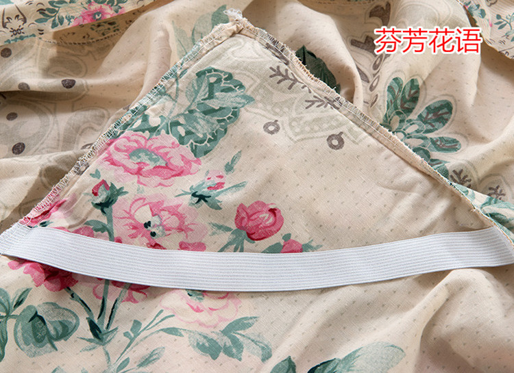 
                                                                                帮瑞双层花边床裙纯棉单件斜纹印花单人双人床品全棉床罩 清风雅韵 180*200cm床罩(不含枕套)                