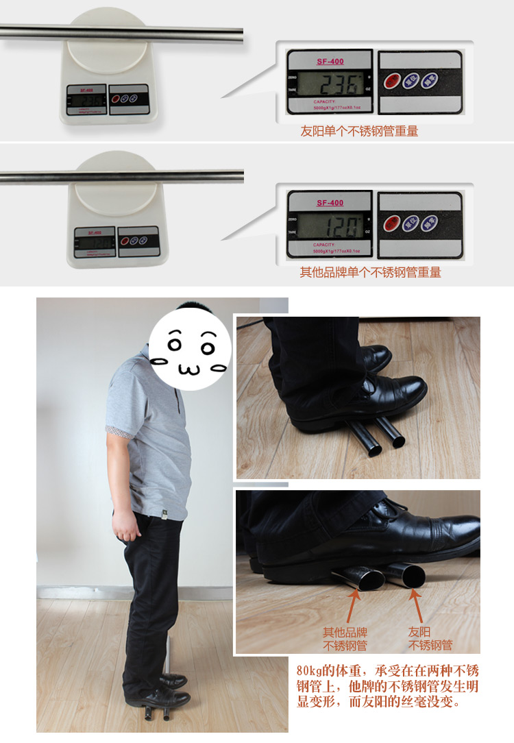 
                                        友阳晾衣架落地不锈钢伸缩室内阳台双杆挂衣架 加粗钢管款Y-8630                