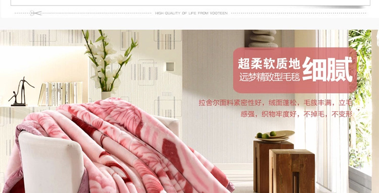 远梦家纺床品毯子婚庆拉舍尔双人双层加大加厚毛毯 驼色 180*230
