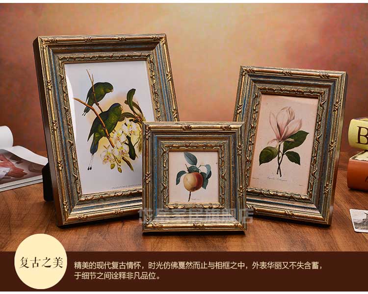 
                                        岱岳 欧式宫廷复古艺术田园创意5 6 7 10寸实木个性家居礼物相框摆台 3寸                