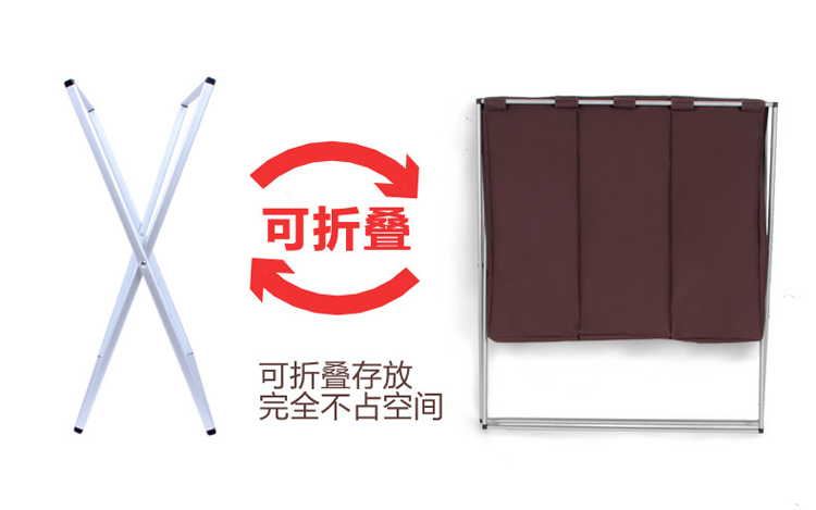 hano铝合金牛津布脏衣篮折叠脏衣篓洗衣篮三格脏衣服收纳筐收纳桶 随机