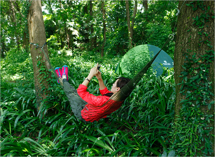 户外野营吊床 加粗尼龙网状吊床 露营必备网兜