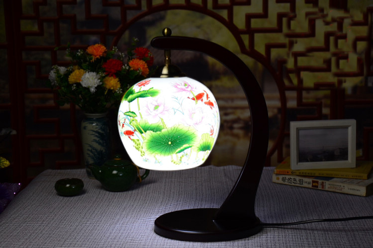 
                                        陶之念 景德镇陶瓷台灯中式仿复古现代床头书房卧室创意台灯具 清荷                