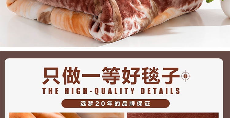 远梦家纺床品毯子婚庆拉舍尔双人双层加大加厚毛毯 驼色 180*230