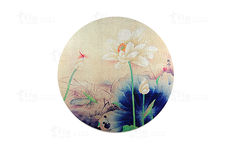 吉祥家 新中式银箔画 小池图 荷花蜻蜓壁挂装饰画简约墙饰创意家居玄关画无框画客厅挂画Z 小池图80*80cm